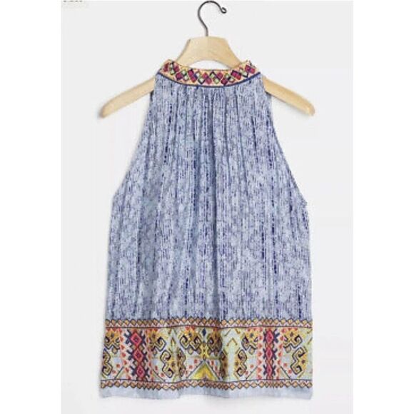 Anthropologie Bhanuni by Jyoti Jina Blue Halter Top Size Small - Picture 1 of 10